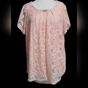 NWT NY Collection size 1X peachy/pink top
